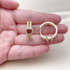 Oro Laminado Huggie Hoop, Gold Filled Style Cluster Design, with Garnet Cubic Zirconia and White Micro Pave, Polished, Golden Finish, 02.267.0099.4.25