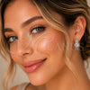 Rhodium Gold Filled Huggie Hoop, Cluster Design, with White Cubic Zirconia and White Micro Pave, Polished, Rhodium Finish, 02.267.0099.5.25
