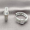 Rhodium Gold Filled Huggie Hoop, Cluster Design, with White Cubic Zirconia and White Micro Pave, Polished, Rhodium Finish, 02.267.0099.5.25