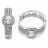 Rhodium Gold Filled Huggie Hoop, Cluster Design, with White Cubic Zirconia and White Micro Pave, Polished, Rhodium Finish, 02.267.0099.5.25