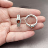 Rhodium Gold Filled Huggie Hoop, Cluster Design, with Garnet Cubic Zirconia and White Micro Pave, Polished, Rhodium Finish, 02.267.0099.6.25