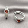 Rhodium Gold Filled Huggie Hoop, Cluster Design, with Garnet Cubic Zirconia and White Micro Pave, Polished, Rhodium Finish, 02.267.0099.6.25