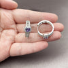 Rhodium Gold Filled Huggie Hoop, Cluster Design, with Amethyst Cubic Zirconia and White Micro Pave, Polished, Rhodium Finish, 02.267.0099.8.25