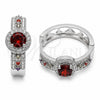 Rhodium Gold Filled Huggie Hoop, Cluster Design, with Garnet Cubic Zirconia and White Micro Pave, Polished, Rhodium Finish, 02.267.0099.9.25