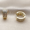 Oro Laminado Huggie Hoop, Gold Filled Style with White Cubic Zirconia, Polished, Golden Finish, 02.267.0100.16