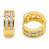 Oro Laminado Huggie Hoop, Gold Filled Style with White Cubic Zirconia, Polished, Golden Finish, 02.267.0100.16