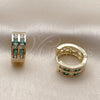 Oro Laminado Huggie Hoop, Gold Filled Style with Green and White Cubic Zirconia, Polished, Golden Finish, 02.267.0100.2.16