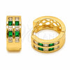 Oro Laminado Huggie Hoop, Gold Filled Style with Green and White Cubic Zirconia, Polished, Golden Finish, 02.267.0100.2.16