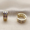 Oro Laminado Huggie Hoop, Gold Filled Style with Amethyst and White Cubic Zirconia, Polished, Golden Finish, 02.267.0100.3.16
