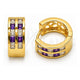 Oro Laminado Huggie Hoop, Gold Filled Style with Amethyst and White Cubic Zirconia, Polished, Golden Finish, 02.267.0100.3.16