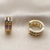 Oro Laminado Huggie Hoop, Gold Filled Style with Multicolor Cubic Zirconia, Polished, Golden Finish, 02.267.0100.4.16