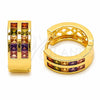 Oro Laminado Huggie Hoop, Gold Filled Style with Multicolor Cubic Zirconia, Polished, Golden Finish, 02.267.0100.4.16
