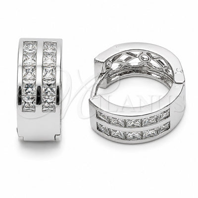 Rhodium Gold Filled Huggie Hoop, with White Cubic Zirconia, Polished, Rhodium Finish, 02.267.0100.5.16 for wholesale, main product view