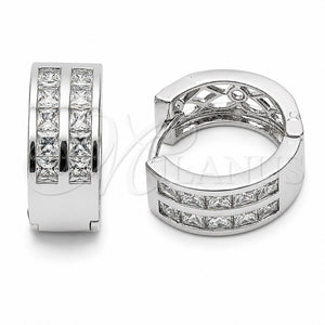 Rhodium Gold Filled Huggie Hoop, with White Cubic Zirconia, Polished, Rhodium Finish, 02.267.0100.5.16