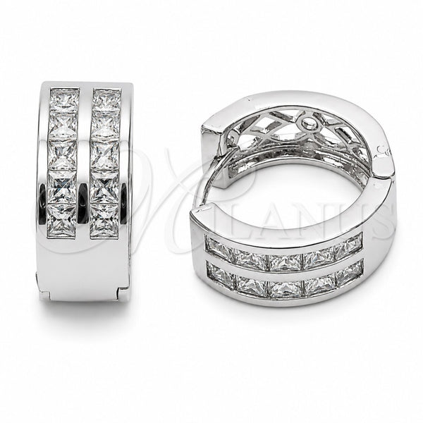 Rhodium Gold Filled Huggie Hoop, with White Cubic Zirconia, Polished, Rhodium Finish, 02.267.0100.5.16