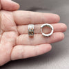 Rhodium Gold Filled Huggie Hoop, with Garnet and White Cubic Zirconia, Polished, Rhodium Finish, 02.267.0100.6.16
