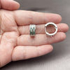 Rhodium Gold Filled Huggie Hoop, with Green and White Cubic Zirconia, Polished, Rhodium Finish, 02.267.0100.7.16