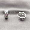 Rhodium Gold Filled Huggie Hoop, with Amethyst and White Cubic Zirconia, Polished, Rhodium Finish, 02.267.0100.8.16