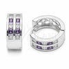 Rhodium Gold Filled Huggie Hoop, with Amethyst and White Cubic Zirconia, Polished, Rhodium Finish, 02.267.0100.8.16