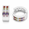 Rhodium Gold Filled Huggie Hoop, with Multicolor Cubic Zirconia, Polished, Rhodium Finish, 02.267.0100.9.16