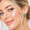 Oro Laminado Huggie Hoop, Gold Filled Style Baguette and Cluster Design, with Green and White Cubic Zirconia, Polished, Golden Finish, 02.267.0101.2.22