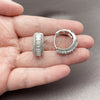 Rhodium Gold Filled Huggie Hoop, Cluster and Baguette Design, with White Cubic Zirconia, Polished, Rhodium Finish, 02.267.0101.5.22