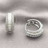 Rhodium Gold Filled Huggie Hoop, Cluster and Baguette Design, with White Cubic Zirconia, Polished, Rhodium Finish, 02.267.0101.5.22