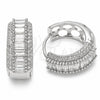 Rhodium Gold Filled Huggie Hoop, Cluster and Baguette Design, with White Cubic Zirconia, Polished, Rhodium Finish, 02.267.0101.5.22