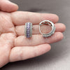 Rhodium Gold Filled Huggie Hoop, Baguette and Cluster Design, with Amethyst and White Cubic Zirconia, Polished, Rhodium Finish, 02.267.0101.8.22