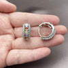 Rhodium Gold Filled Huggie Hoop, Baguette and Cluster Design, with Multicolor and White Cubic Zirconia, Polished, Rhodium Finish, 02.267.0101.9.22