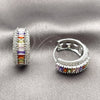 Rhodium Gold Filled Huggie Hoop, Baguette and Cluster Design, with Multicolor and White Cubic Zirconia, Polished, Rhodium Finish, 02.267.0101.9.22