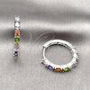 Rhodium Gold Filled Huggie Hoop, with Multicolor Cubic Zirconia, Polished, Rhodium Finish, 02.267.0102.1.25