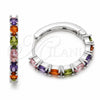 Rhodium Gold Filled Huggie Hoop, with Multicolor Cubic Zirconia, Polished, Rhodium Finish, 02.267.0102.1.25
