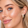 Oro Laminado Huggie Hoop, Gold Filled Style Cluster Design, with White Cubic Zirconia and White Micro Pave, Polished, Golden Finish, 02.267.0103.22