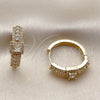 Oro Laminado Huggie Hoop, Gold Filled Style Cluster Design, with White Cubic Zirconia and White Micro Pave, Polished, Golden Finish, 02.267.0103.22