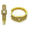 Oro Laminado Huggie Hoop, Gold Filled Style Cluster Design, with White Cubic Zirconia and White Micro Pave, Polished, Golden Finish, 02.267.0103.22