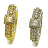 Oro Laminado Huggie Hoop, Gold Filled Style Cluster Design, with White Cubic Zirconia and White Micro Pave, Polished, Golden Finish, 02.267.0103.22
