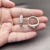 Rhodium Gold Filled Huggie Hoop, Cluster Design, with White Cubic Zirconia and White Micro Pave, Polished, Rhodium Finish, 02.267.0103.1.22