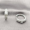 Rhodium Gold Filled Huggie Hoop, Cluster Design, with White Cubic Zirconia and White Micro Pave, Polished, Rhodium Finish, 02.267.0103.1.22