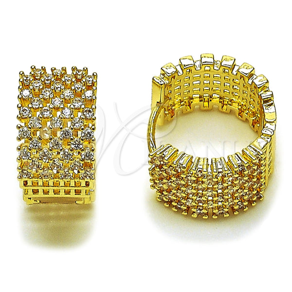 Oro Laminado Huggie Hoop, Gold Filled Style with White Cubic Zirconia, Polished, Golden Finish, 02.267.0104.20