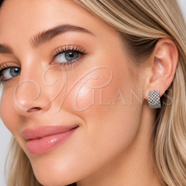 Rhodium Gold Filled Huggie Hoop, with White Cubic Zirconia, Polished, Rhodium Finish, 02.267.0104.1.20
