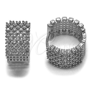 Rhodium Gold Filled Huggie Hoop, with White Cubic Zirconia, Polished, Rhodium Finish, 02.267.0104.1.20