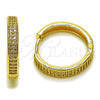 Oro Laminado Huggie Hoop, Gold Filled Style with White Micro Pave, Polished, Golden Finish, 02.267.0105.20