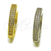 Oro Laminado Huggie Hoop, Gold Filled Style with White Micro Pave, Polished, Golden Finish, 02.267.0105.20