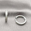 Rhodium Gold Filled Huggie Hoop, with White Micro Pave, Polished, Rhodium Finish, 02.267.0105.1.20