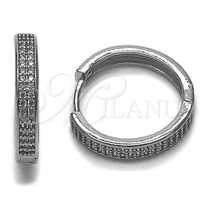 Rhodium Gold Filled Huggie Hoop, with White Micro Pave, Polished, Rhodium Finish, 02.267.0105.1.20