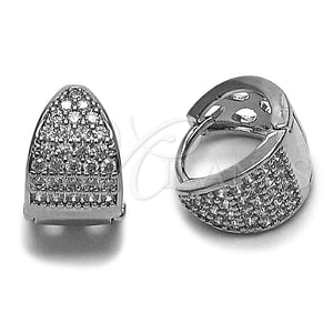 Rhodium Gold Filled Huggie Hoop, with White Cubic Zirconia, Polished, Rhodium Finish, 02.195.0165.1.15