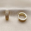 Oro Laminado Huggie Hoop, Gold Filled Style with White Micro Pave, Polished, Golden Finish, 02.267.0107.16