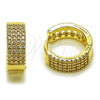 Oro Laminado Huggie Hoop, Gold Filled Style with White Micro Pave, Polished, Golden Finish, 02.267.0107.16