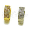 Oro Laminado Huggie Hoop, Gold Filled Style with White Micro Pave, Polished, Golden Finish, 02.267.0107.16